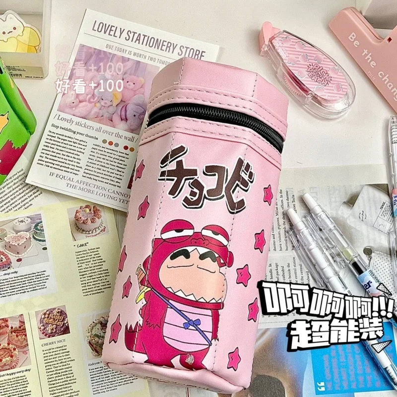 Crayon Shinchan Cartoon Hexagonal Pencil Case Crocodile Hunter Biscuit Box Stationery Bag Student Storag Stationery Wholesale