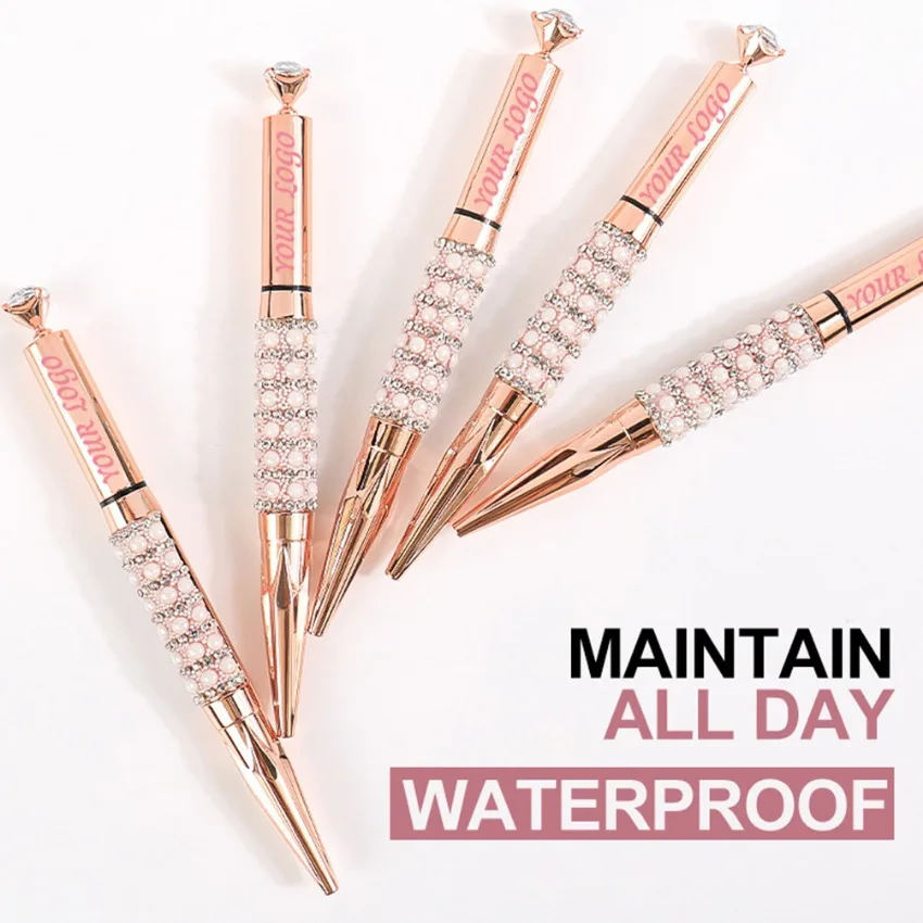 Rose Gold Tube Waterproof Eye Liner Private Label Long Lasting Black Liquid Eyeliner Makeup Custom Logo 2
