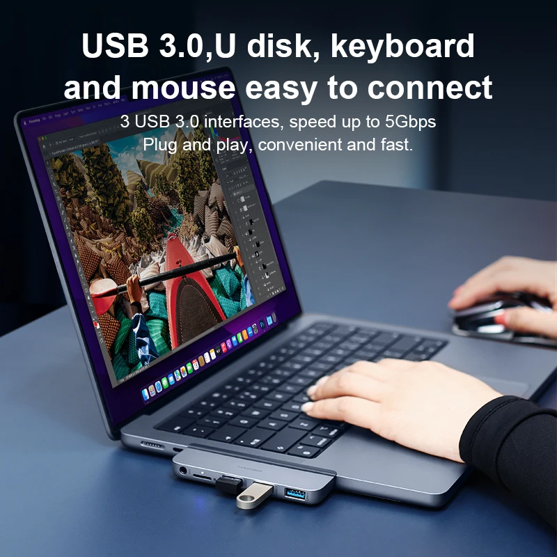 Hagibis-hub Usb c para o Novo Macbook Pro Estação de Ancoragem tipo c Adaptador Usb c com Usb 3.0 Micro sd Porta Aux de 35 mm 14 Pol 16 Pol m1 m2 - Imagem 2