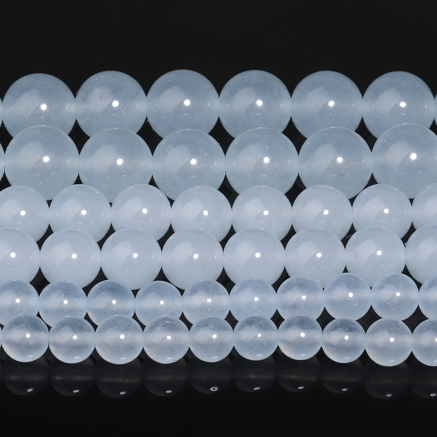 Lake Blue Natural Chalcedony Round Beads for Handmade Jewelry and Gifts
