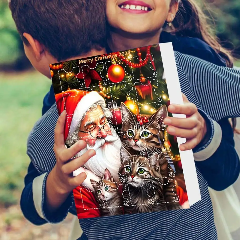Description Picture 4 of itemCartoon Cat Ornament Calendar 2024 Christmas Countdown Advent Calendar Wall Decoration for Holiday Party Stocking Stuffer Xmas