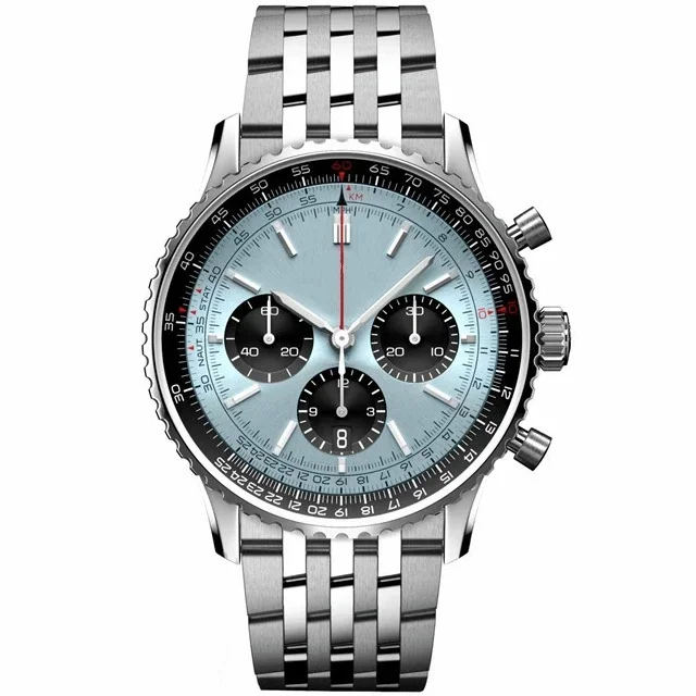 

Luxury New Mens Quartz Chronograph Watch Calendar Stainless Steel Sport Watches Superocean Sky Blue Green Black 46mm Sapphire