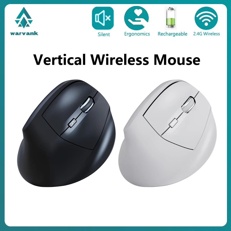 Warvank W1 Vertical Mouse Rechargeable 2.4G Wireless Mouse Ergonomic Office Silent Mice For PC Computer Laptop wireless mouse
