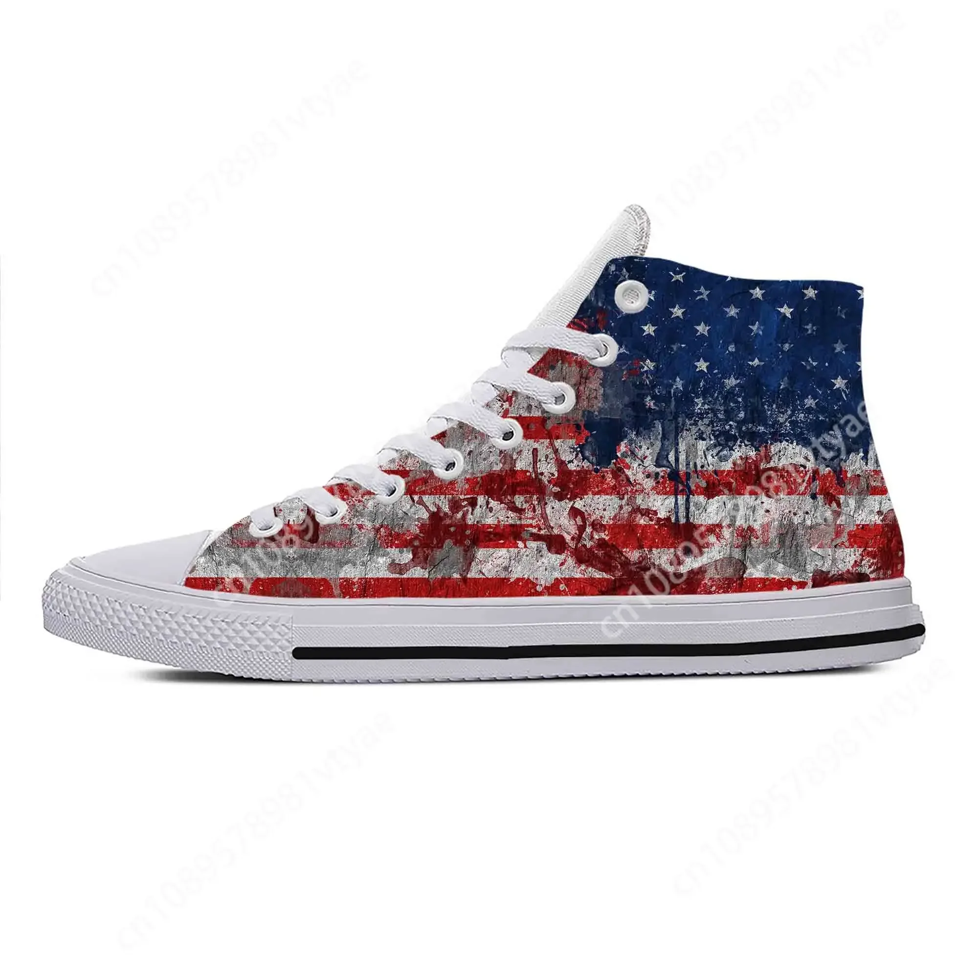 US USA American America Flag United States Funny Casual Cloth Shoes High Top Comfortable Breathable Custom Men Women Sneakers 3