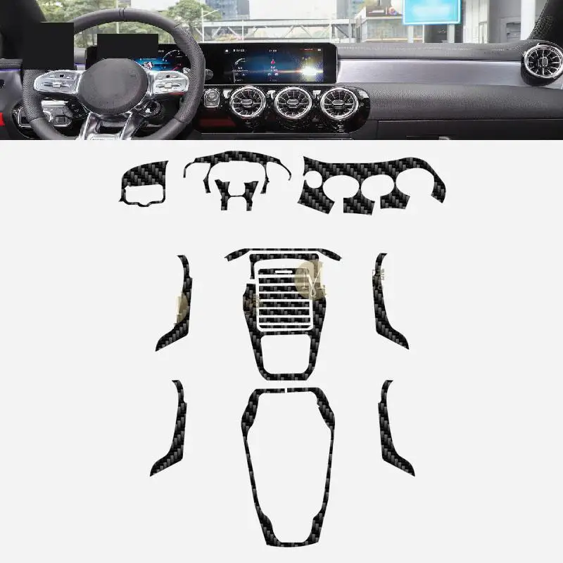 

For Mercedes Benz AMG CLA 2020-2023 Car interior carbon fibre Film 5D PET Center console Anti scratch resist film Accessories