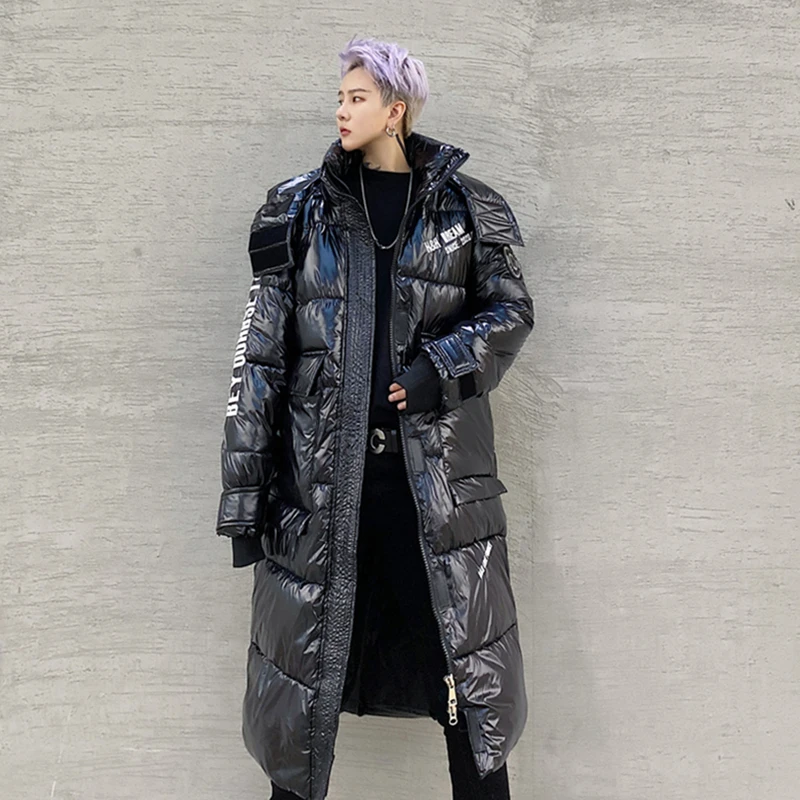 Couple Cotton-Padded Clothes Men 'S Thick Down Cotton Hooded Large Cotton-Padded Jacket Trendy Overknee Long Winter Youth Coat