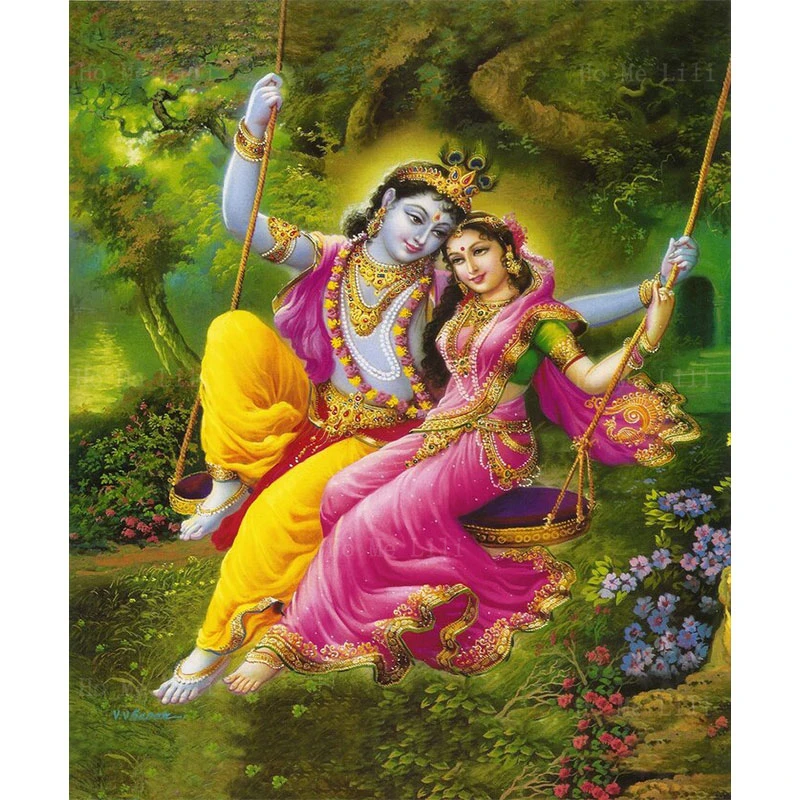 Radha Krishna On Swing Wall Hanging