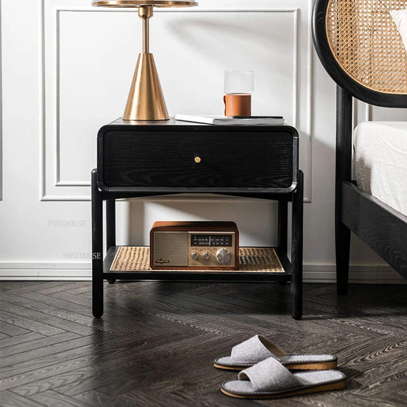 

Hotel American Luxury Retro Bedside Table Simple Luxury Designer Home Nightstands For Bedroom Furniture Storage Side Cabinet