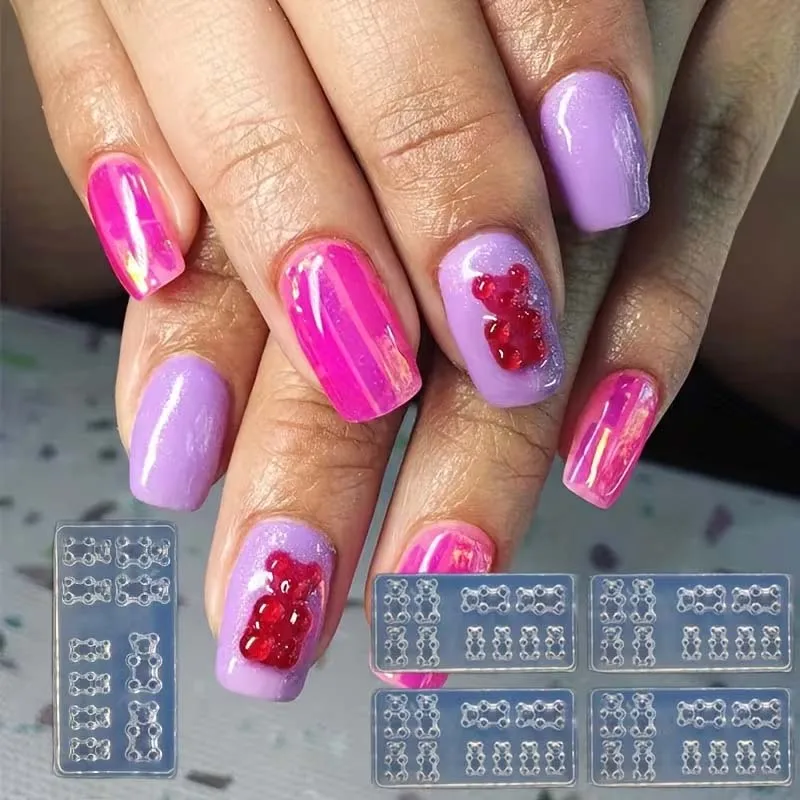 1/2PCS 미니 베어 몰드 3D 실리콘 몰드 레진 쥬얼리 제작 용품 네일 아트 참