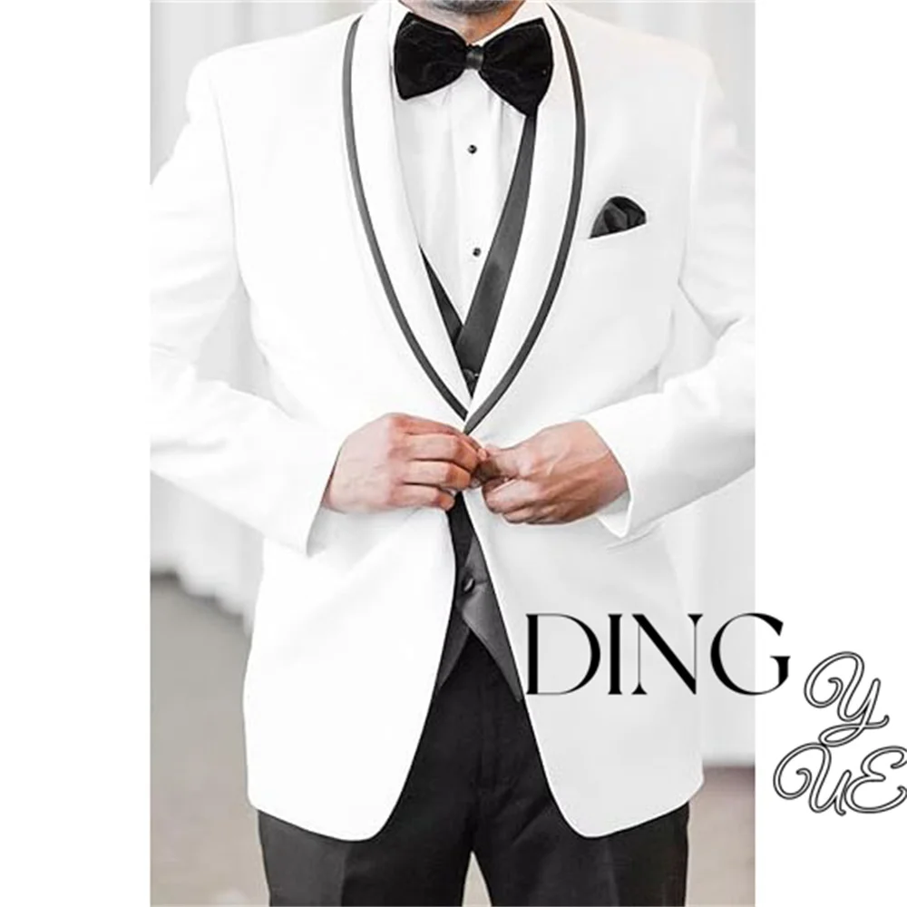 Men's 3 Piece Tuxedo Suit Slim Fit Shawl Lapel One Button Blazer Dinner Business Wedding Suits Set