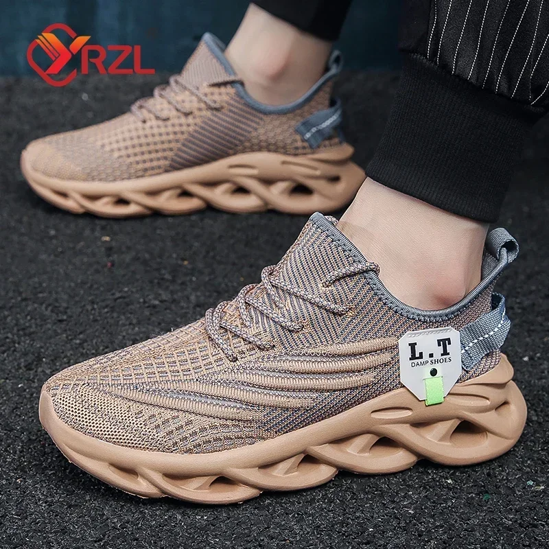 YRZL Mens Sport Shoes Breathable Lightweight Sneakers Outdoor Mesh Black Running Shoes Athletic Jogging Tenis Walking Shoes Man 5