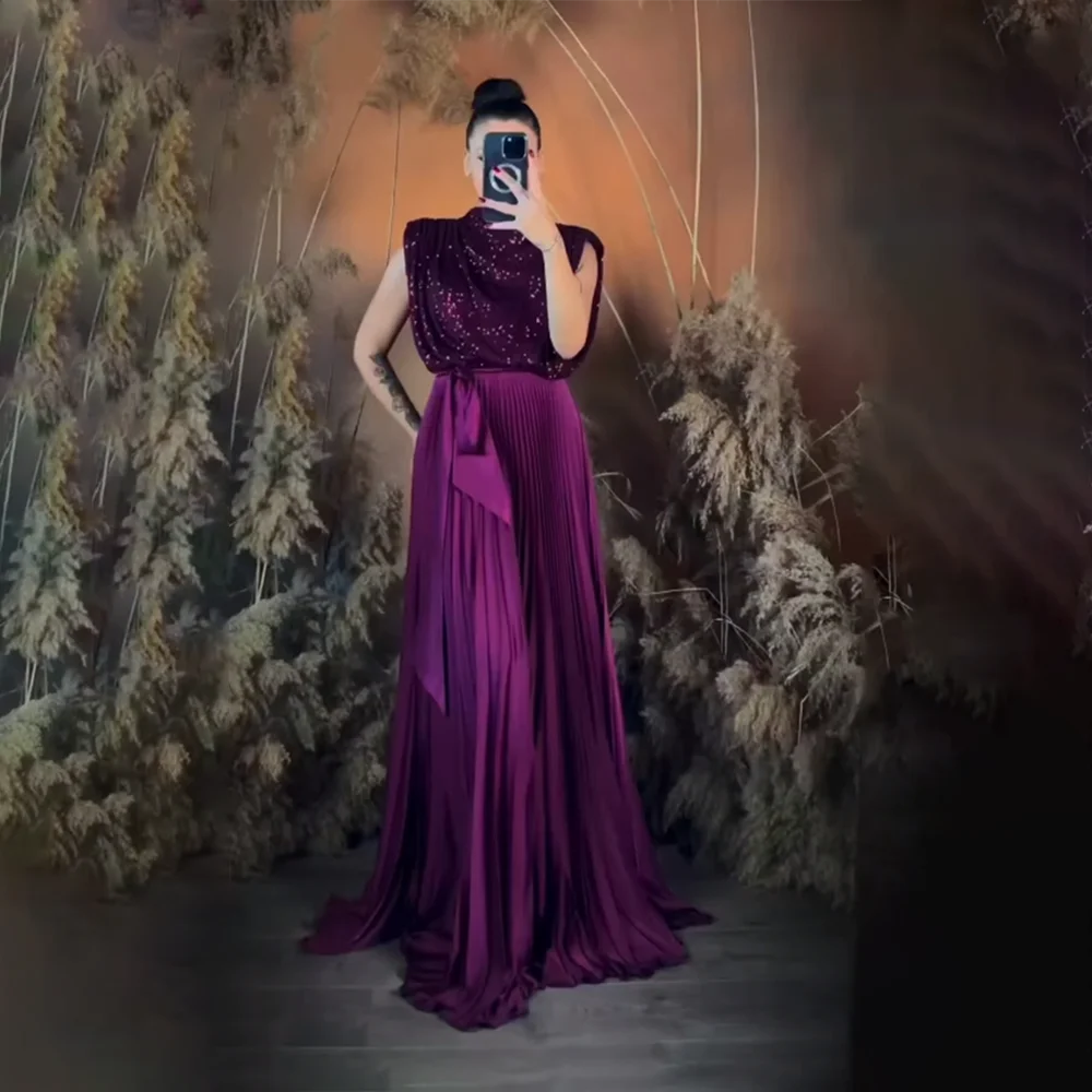 

MOBUYE 2024 Arab Dubai A-line O Neckline Prom Dress Floor Length Evening Fashion Elegant Party Dress For Women