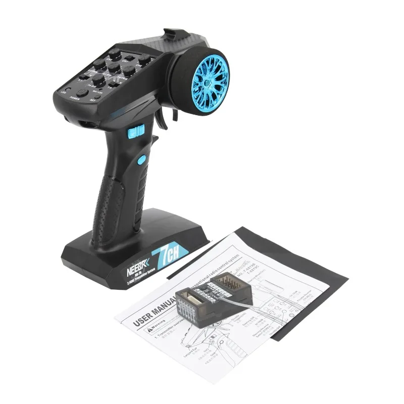 NEEBRC 7CH 2.4Ghz Radio System Transmitter with 6 Pin Light Plug Receiver 7 Channel Remote Control for MN168 MN99S MN82 MN Car
