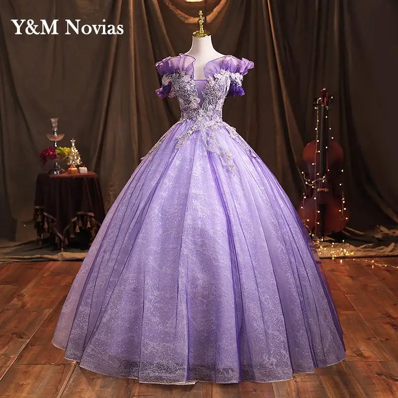 Purple Quinceanera Dress Flower Ruffles Sweetheart Lace-up Back Sweet 15 Girl Princess Vestidos De Quinceanera Gown