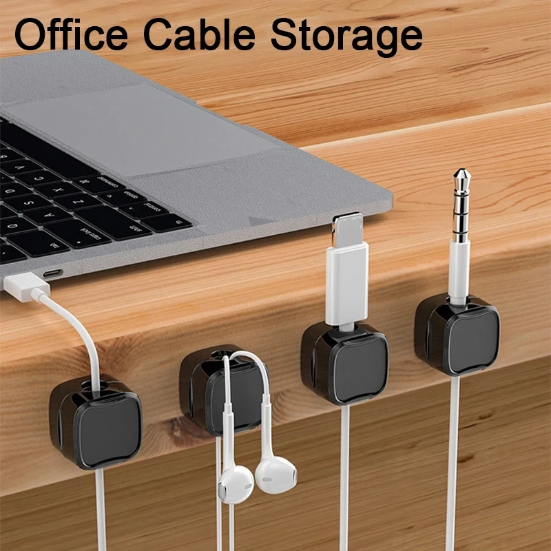 6PCS Magnetic Cable Organizer Cables Clips Adjustable Cord Holder Under Desk Cable Management Wire Keeper Cable Organizer Holder