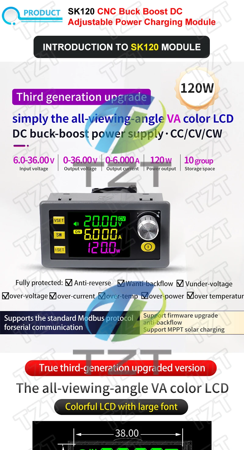 SK120 SK120X DC Buck Boost Converter CNC Einstellbare Geregelte Stromversorgung Modul Konstante Spannung Strom Solar Lade Modul – Detail 1