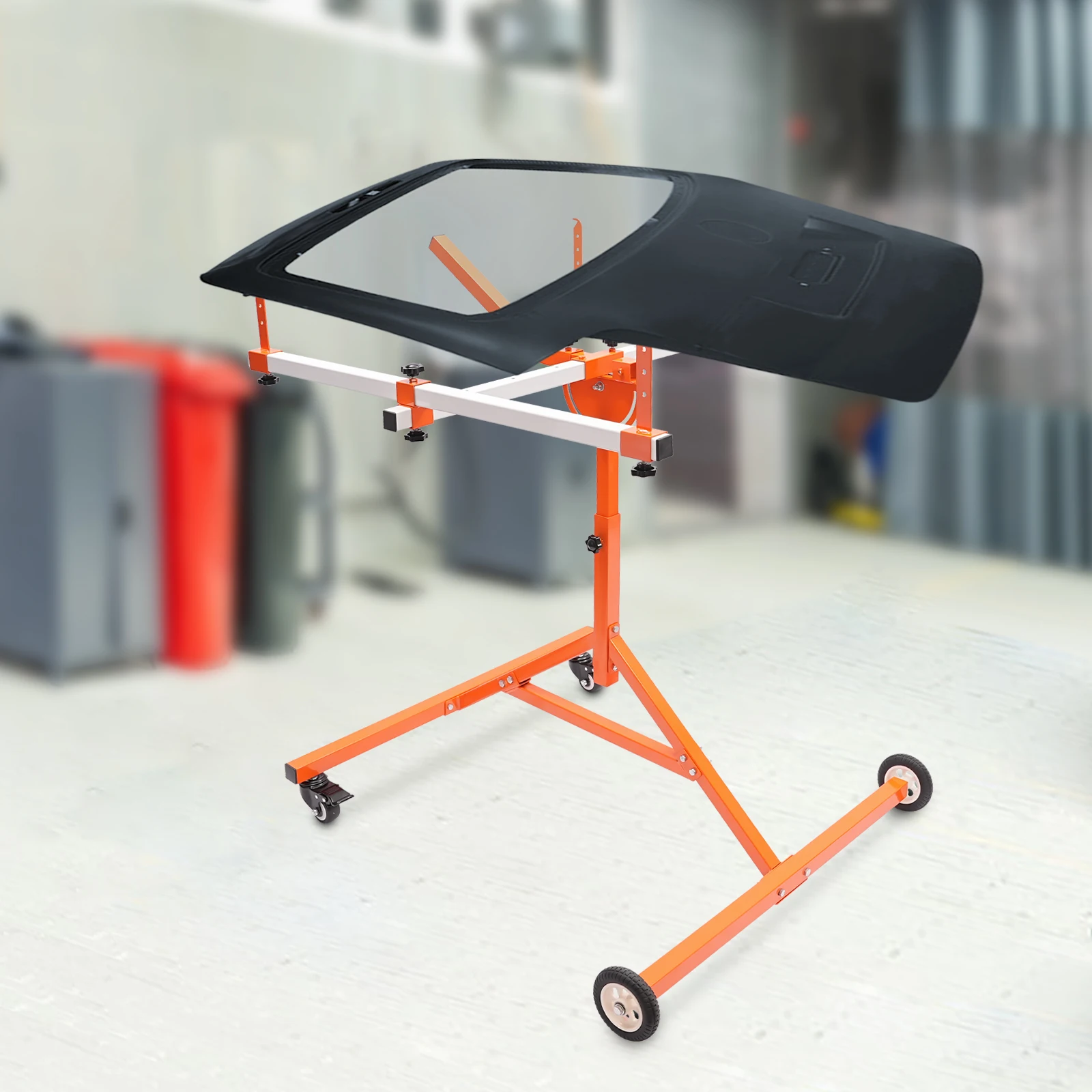 360° Rotating Paint Stand with Wheels & Brakes, Heavy Duty Auto Body Painting Stand for Car Body Panels
