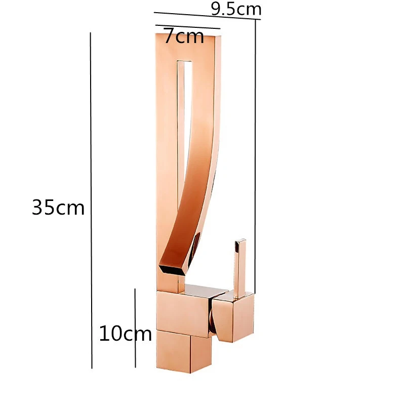 

Rose Gold Brass Faucet Square Bathroom Sink Faucet Single Handle Deck Mounted Toilet Hot