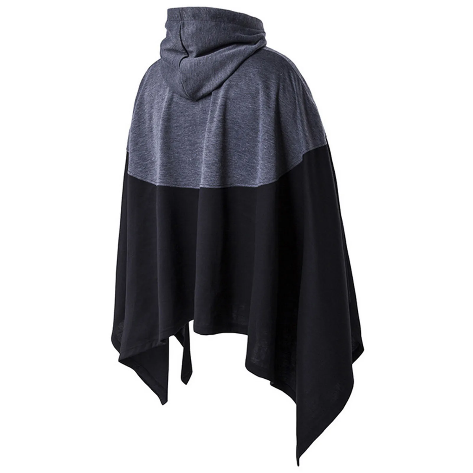 Mens Cloak Hoodie Spring Autumn Y2k Gothic Patchwork Color Hooded Drawstring Pullovers Harajuku Oversized Loose Sweatshirts Male