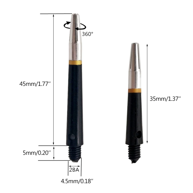 4pcs 45mm/35mm 2BA 360degree Spin Nylon and Aluminum Dart Shaft Plastic