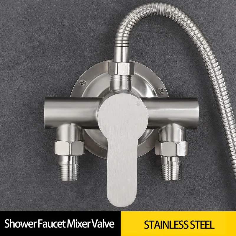

304 Stainless Steel Shower Faucet Hot And Cold Water Mixer Valve Sinlge Handle Wall Mounted Bathtub Faucet G1/2 for Water Heater