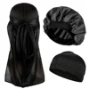 3pcs/set, Durag & Bonnet & Dome Hats, Solid Color Elastic Satin Bonnet Night Cap, Lightweight Pirate Hats 1