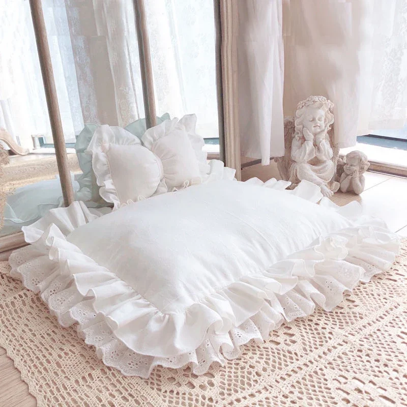

Pet Dog Beds Lace Princess Cute Cat Cushion Bed with Pillow, for Cats and Small Medium dogs