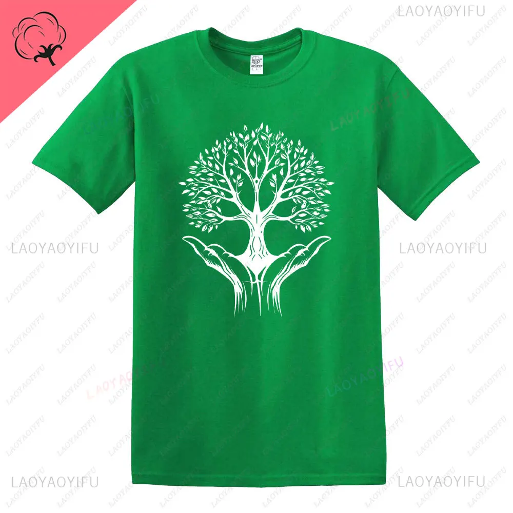 Yggdrasil Boom Katoenen T-Shirt Boom Van Het Leven Celtic Tribal Tattoo Gift Eik King T-Shirt Heren Buiten Comfort Korte Mouw Tops  200000343