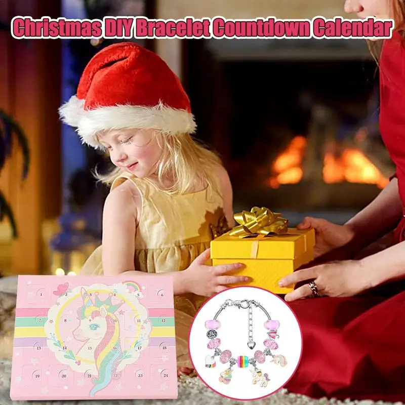 Christmas Jewelry Advent Calendar Christmas DIY Charm Bracelet Countdown Calendars Xmas Gift For Kids Girls