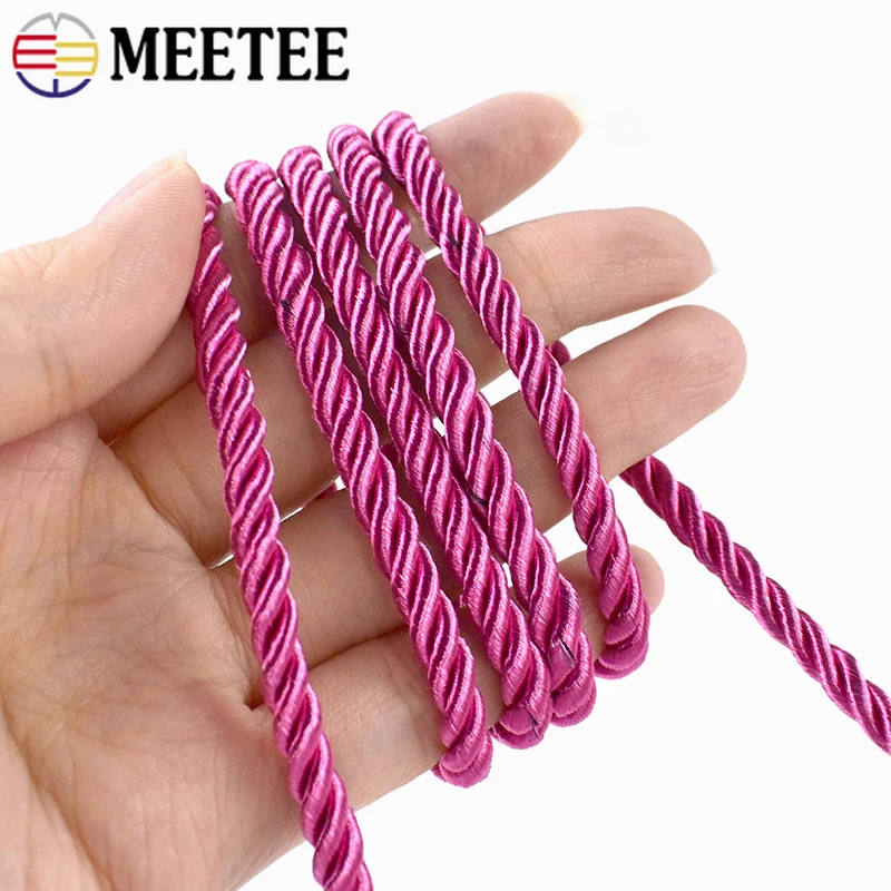10-50M 5mm 3가닥 꼬임 로프 컬러 나일론 코드 장식 로프 드로스트링 벨트 땋은 공예 코드 DIY 바느질 액세서리