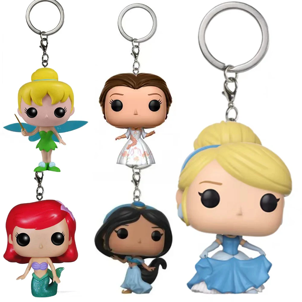 Neue Anime-Schlüsselanhänger Spielzeug Die Schöne und das Biest Cinderella Tinkerbell Arielle Jasmin PVC-Figuren Sammelmodell Spielzeuge