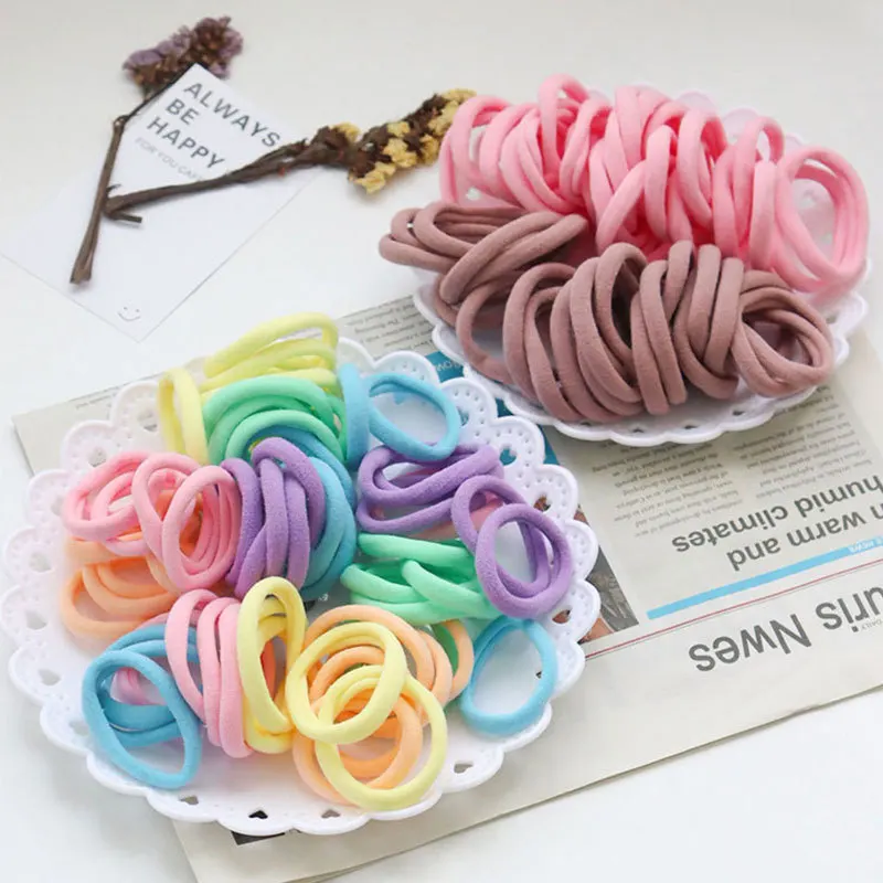 cool baby accessories 50pcs Girls Solid Color Big Rubber Band Ponytail Holder Gum Headwear Elastic Hair Bands Korean Girl Hair Accessories Ornaments accessoriesbaby easter 