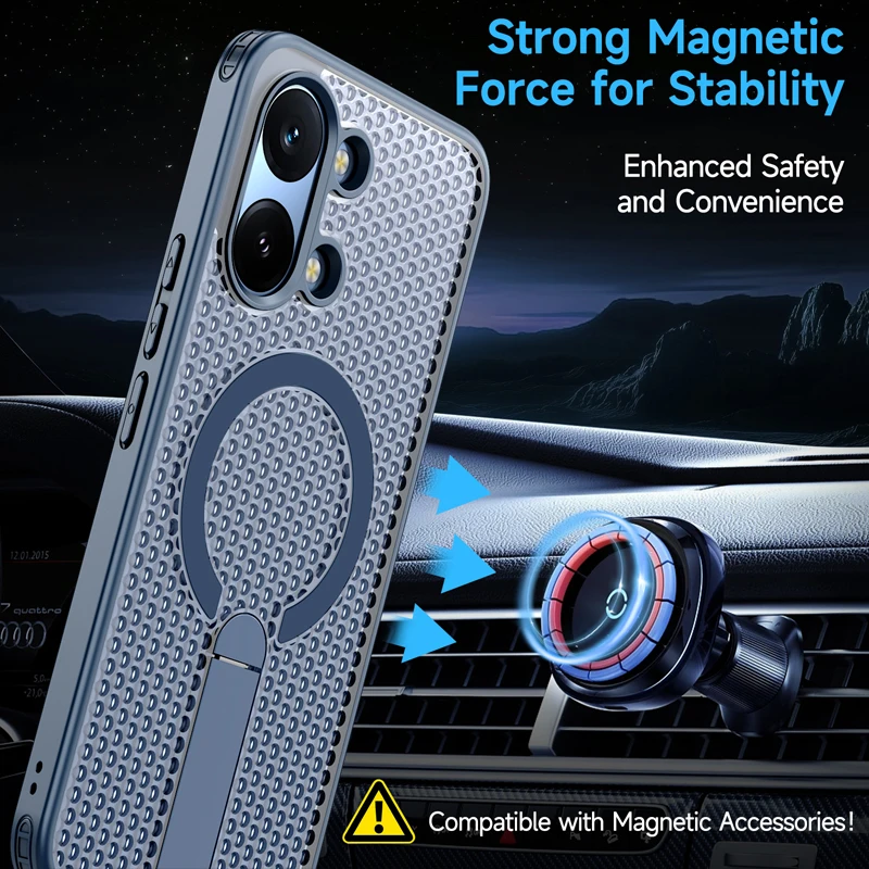 Enhanced Magnetic Heat Dissipation Phone Case with Holder - Hard PC Cover by ELVEV
