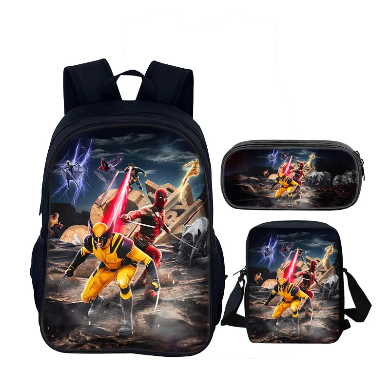 4pcs set D-Deadpools Child School Backpack with Lunch Bags ,Pencil Bags ,School Bags for Boys Girls Best Gift 3