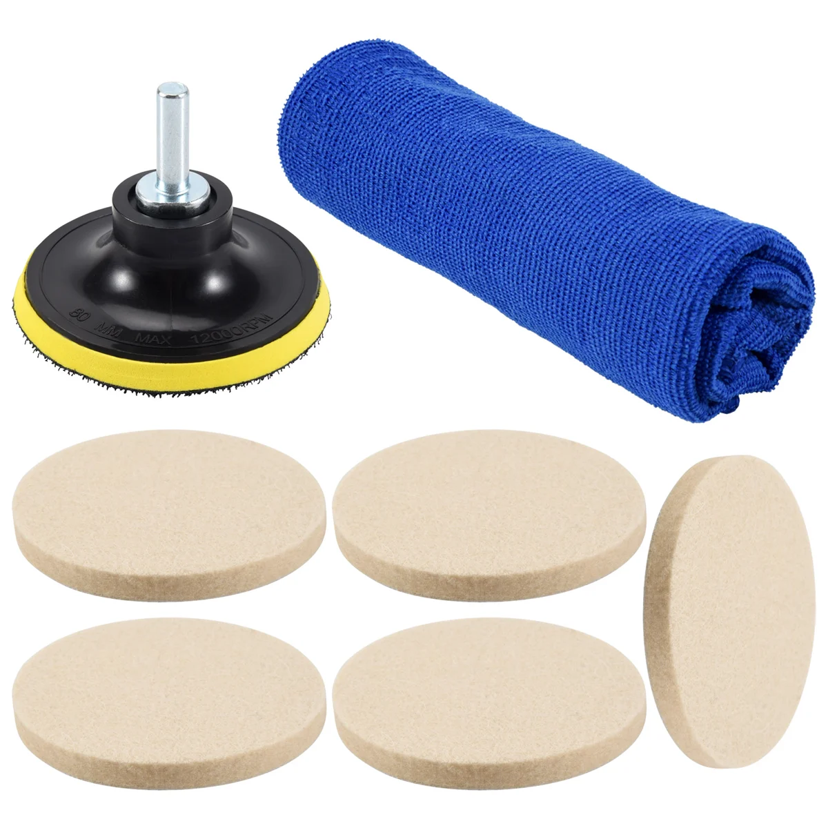 

8PC 3inch 75mm Felt Polishing Pad Windscreen Scratch Repair Glass Polishing Kit