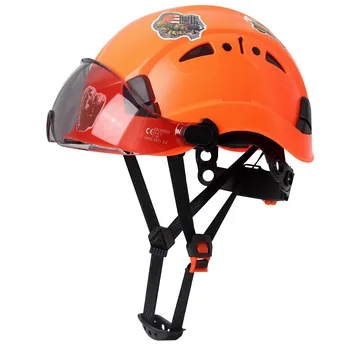 Casco di sicurezza CE con occhiali e 50 pezzi adesivi fai da te Costruzione elmetto protettivo in ABS Arrampicata Equitazione Casco protettivo Berretto di salvataggio ANSI