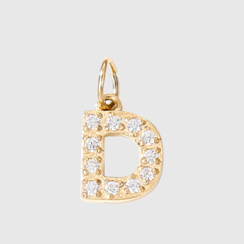 Stylish Chic Elegant 26 English Letter Pendant with Zircon 14k Gold Plated Pendant DIY Jewelry Accessories 9