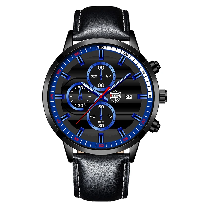 2022 Fashion Mens Sport Watches Men Casual Leather Bracelet Analog Quartz Wristwatch Calendar Male Business Luminous Clock 