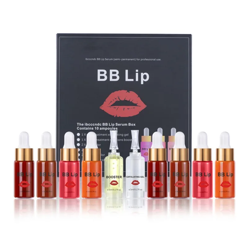 5ml X 10Pcs BB Lip Serum Set Adults Fast Effective Semi Permanent Dyeing Moisturizing Long Lasting Nourishing Treatment Beauty