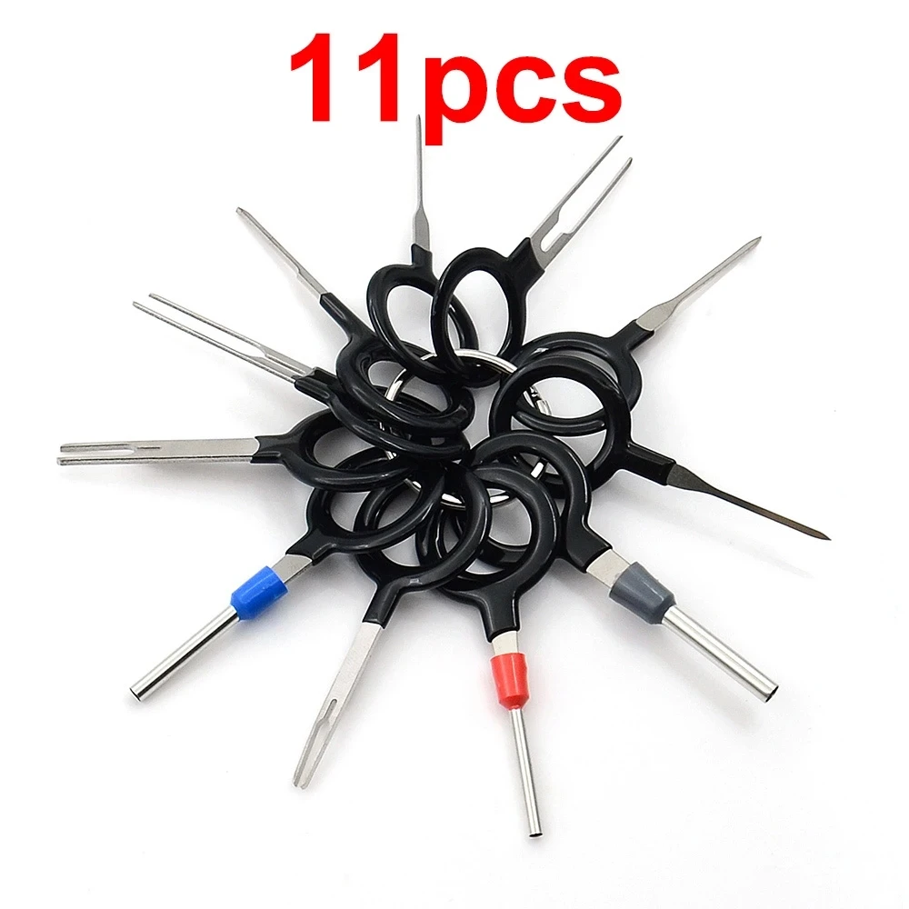 Car Terminal Tools 11PCS Automotive Plug Terminal Removal Tool Car Electrical Wire Crimp Connector Pin Extractor Kit Key Pin Removal Tool