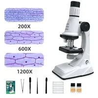 200X-600X-1200X Trinocular Microscope Kit Children Biological Microscopio High Definition Eyepiece Kids Lab Science Educational 1
