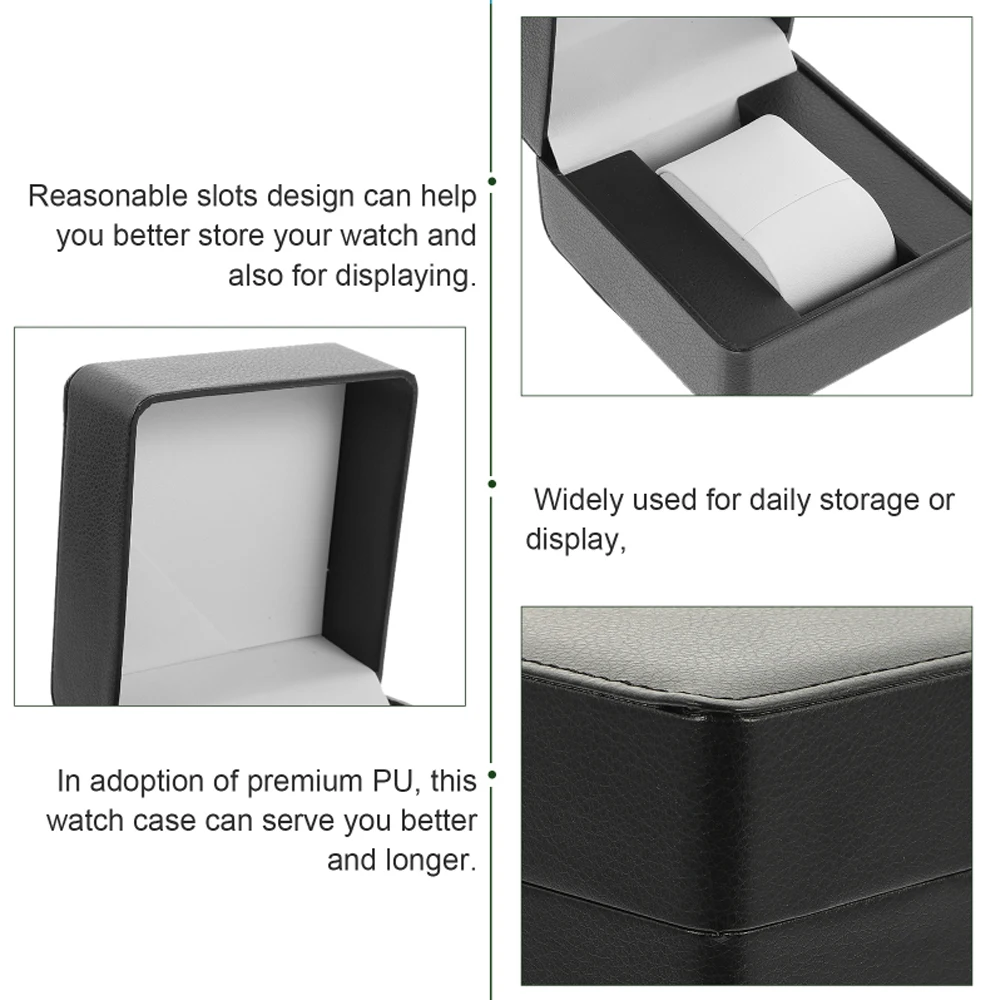 Watch Storage Box Watch Storage Bag Watch Storage Pouch Leather Storage Box Black Single Watch Gift BoxPU Leather Wristwatch Display Case Organizer for Men and Women PU Leather Watch Organizer