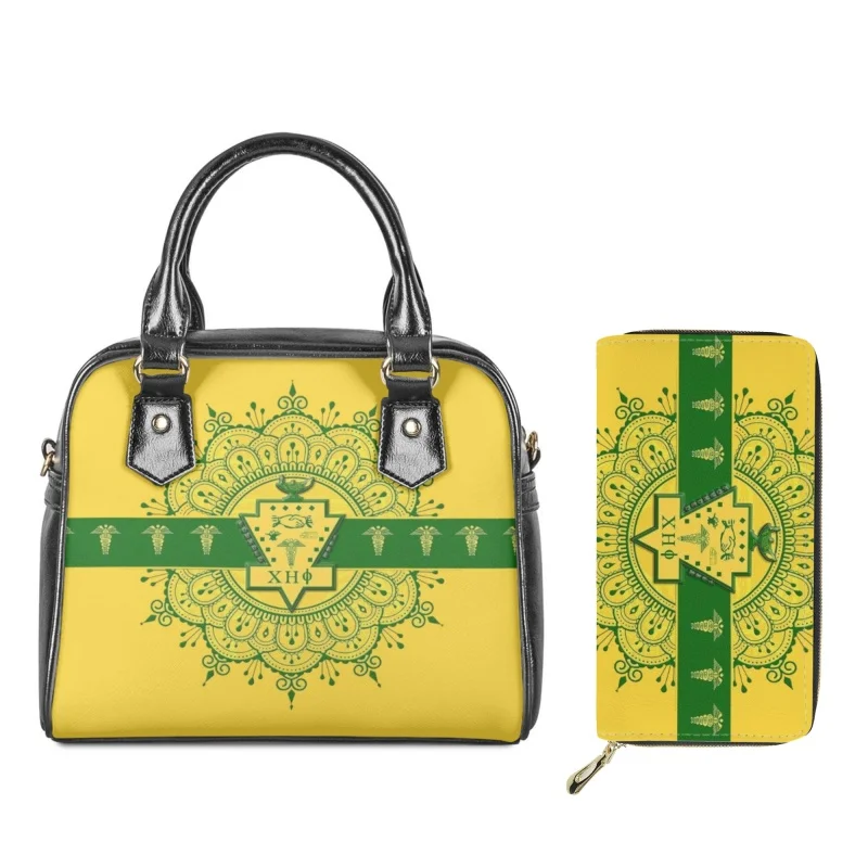 

Twoheartsgirl Female's Top-handle Bags Wallet Chi Eta Phi Sorority Women Tote Shoulder Bag Portable Diagonal Sac Purse 2Pcs/Set