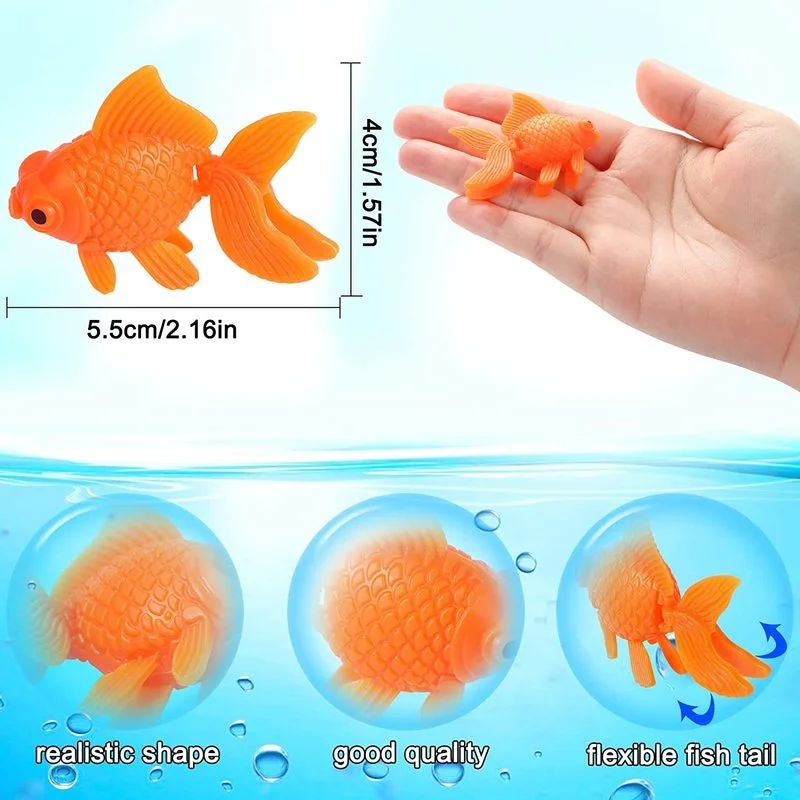 7 Pieces Artificial Fish Fish Bowl Tank Aquarium Decor Moving Floating Glodfish Ornament Plastic Gold for Party Decor