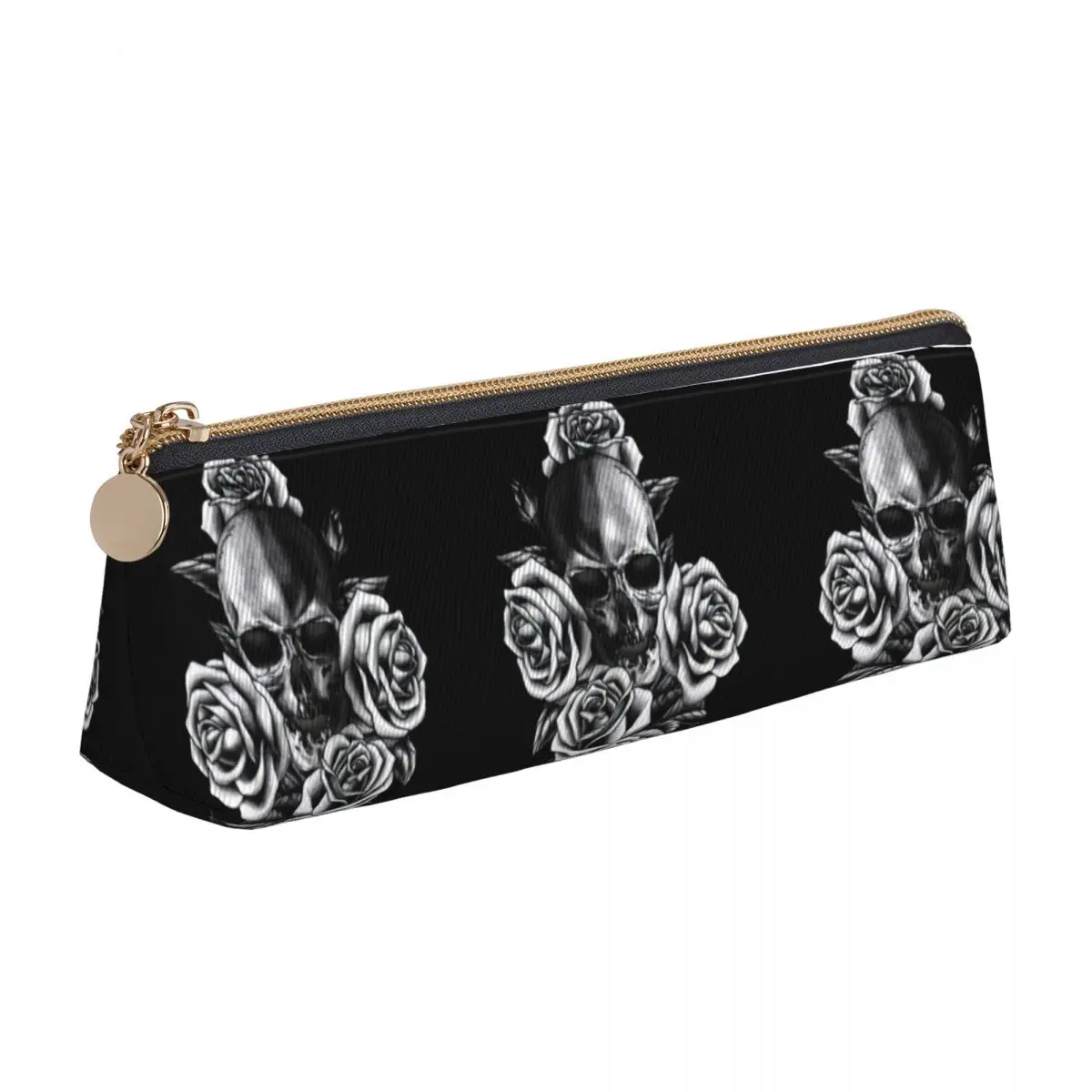 

Пенал с черепами и розами, винтажный красивый чехол на молнии, большой школьный ранец для мальчиков и девочек