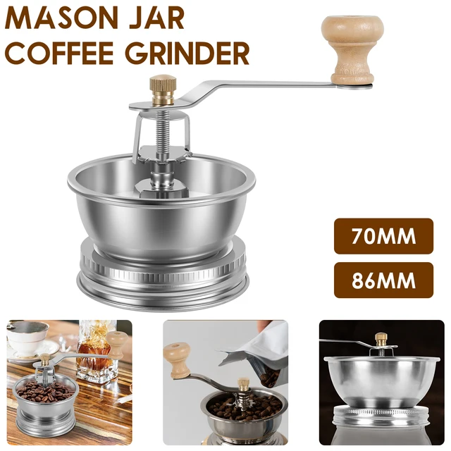 Manual Coffee Grinder Stainless Steel Coffee Grinder Mill Small Portable Device For Household for Wide Mouth Mason Jars