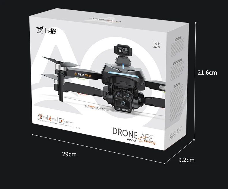 AE8 EVO Drone, RCDrone AE8 EVO is equipped with a 360° omni-