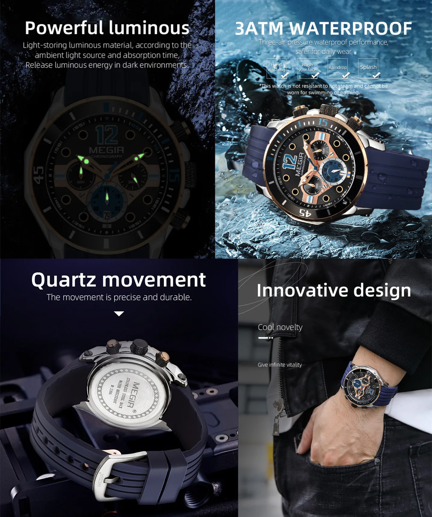 Men Sport Military es Luminous Male Clock Waterproof Chronograph 2206 Man Wrist_voghion.com