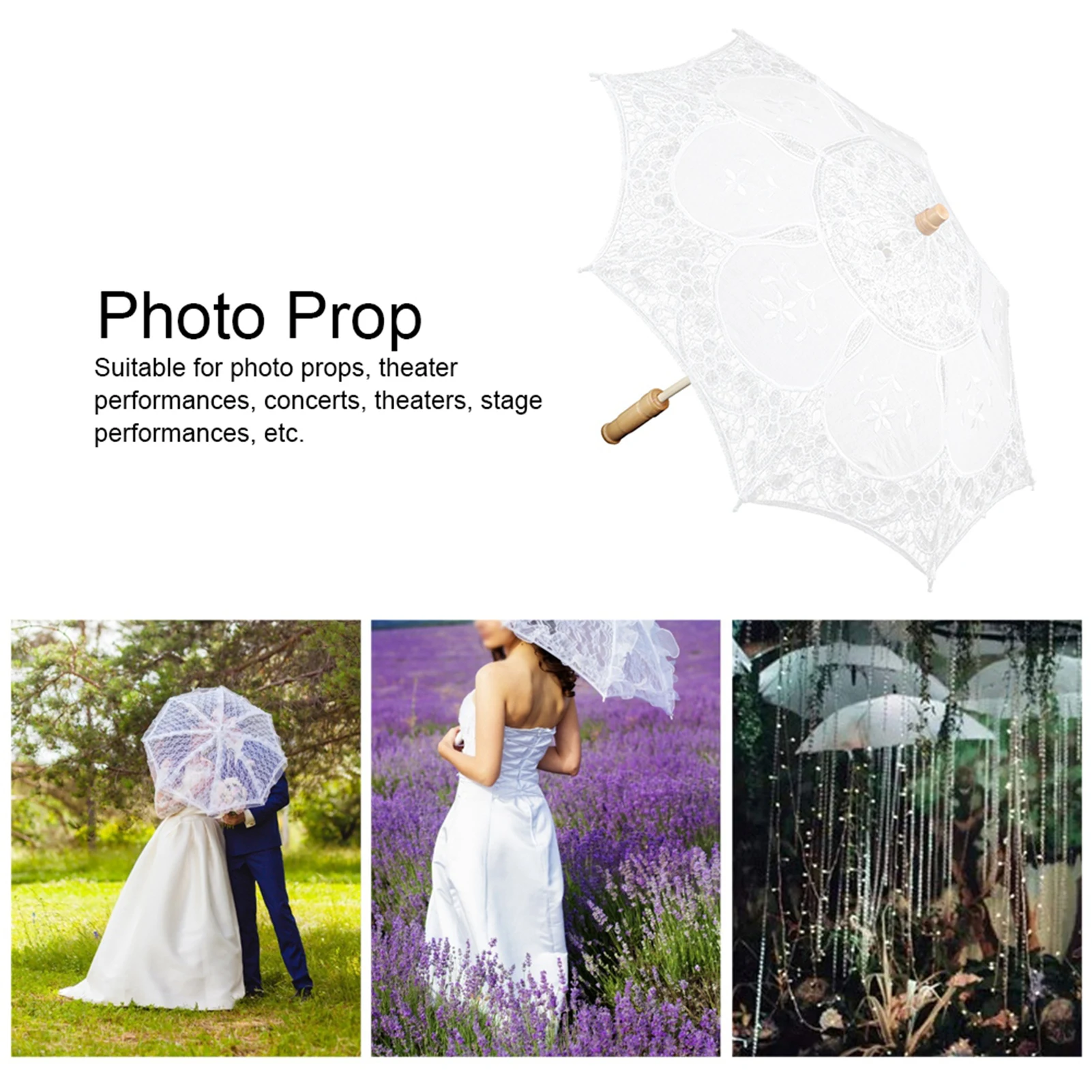West Style Bridal Lace Umbrella Parasol Banquet Stage Photography Prop Wedding Supplies