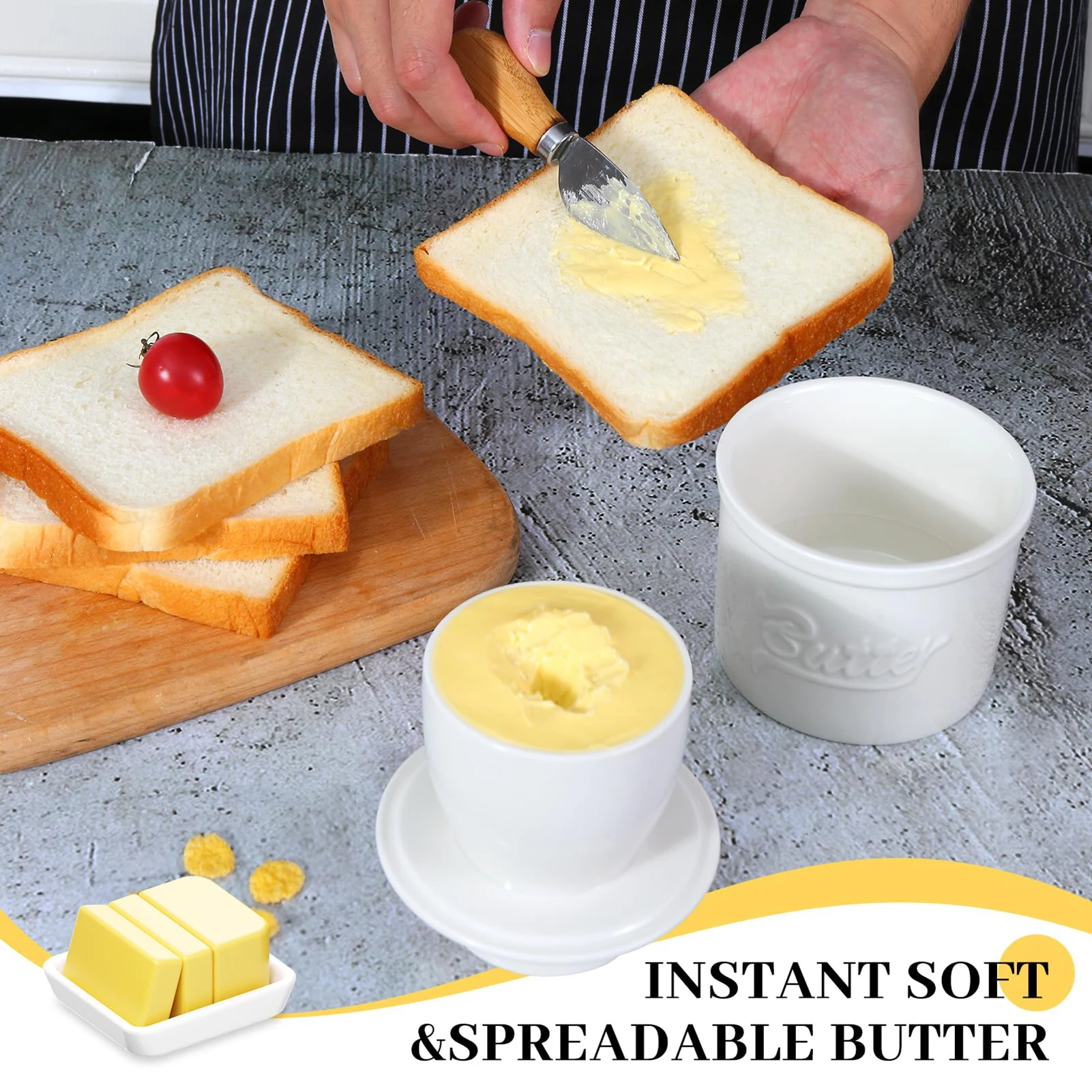 Ceramic butter storage container keeps butter soft and spreadable dish keeper suitable for convenient countertop storage
